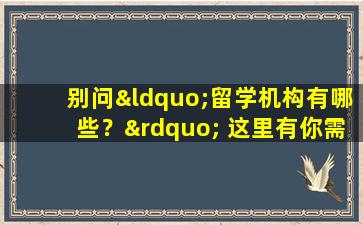 别问“留学机构有哪些？” 这里有你需要的答案！